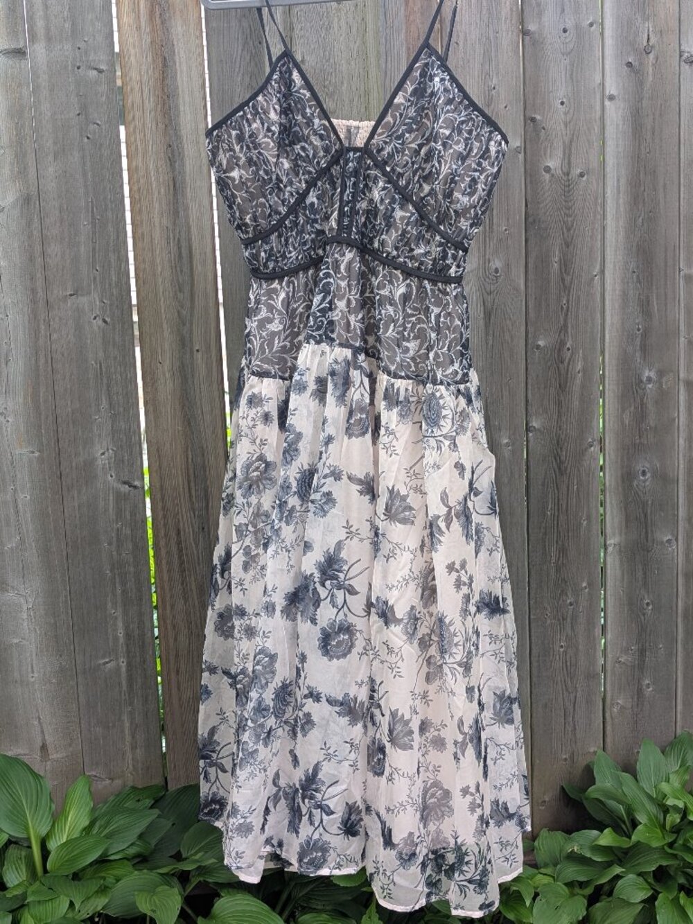 Anthropologie Chiffon Mixed Print Floral Midi Dress — Spaghetti Strap (XL)